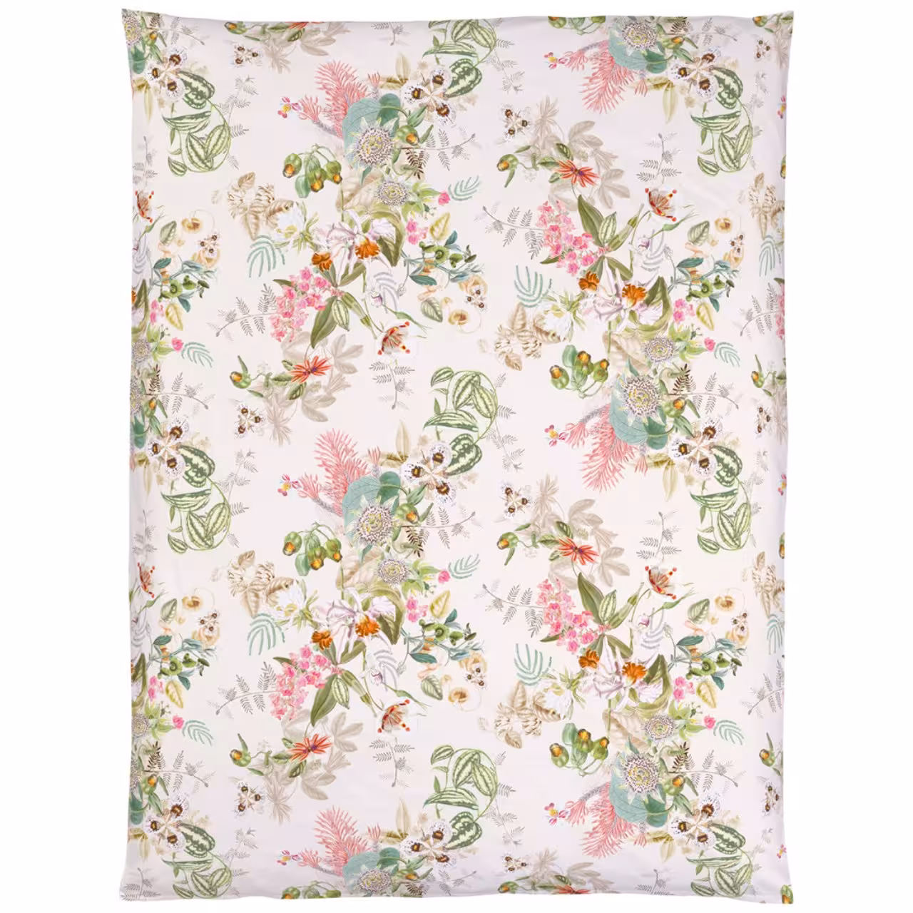 Bettbezug mit botanischem Muster in Grundfarbe rosa