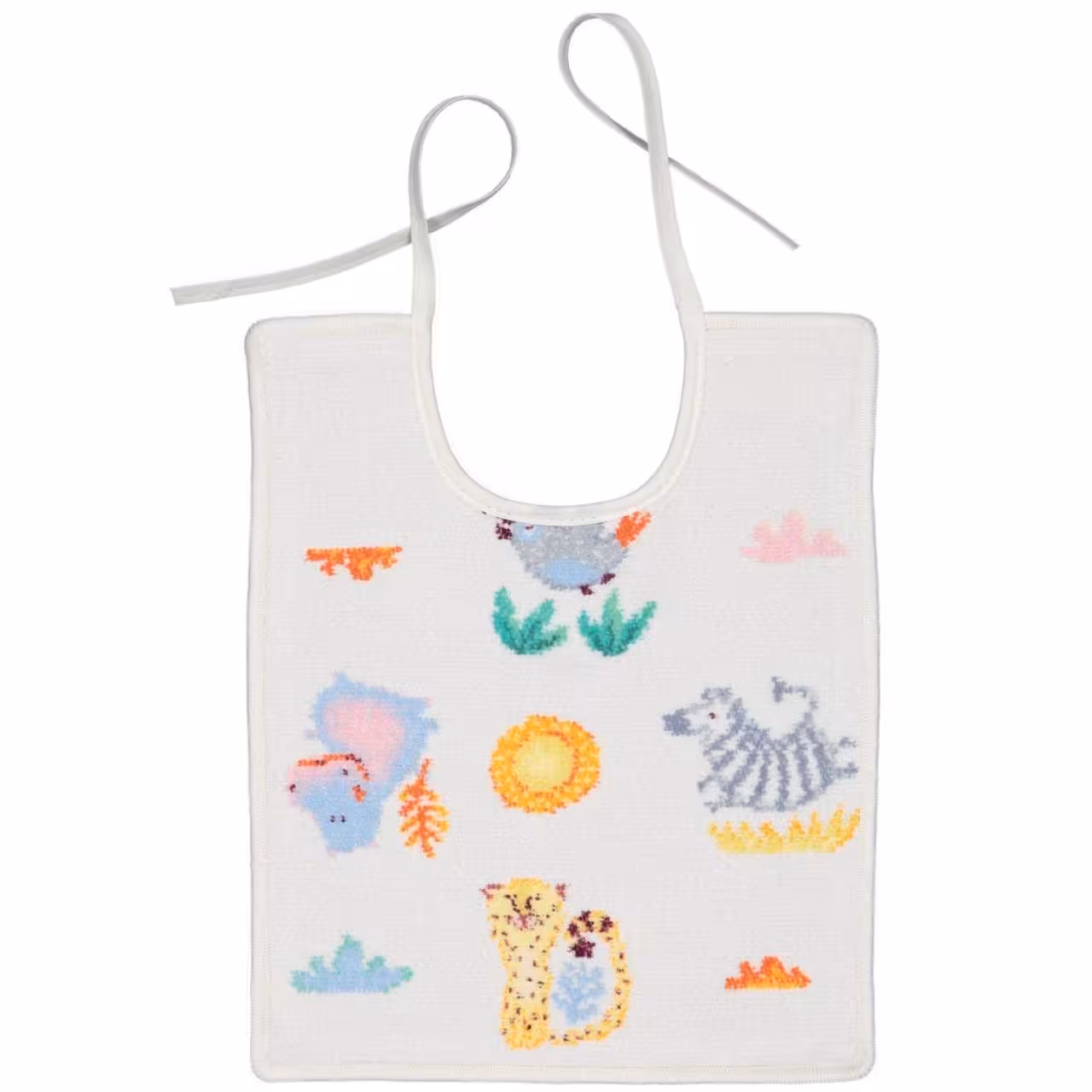Chenilleserie Wild Safari creme mit bunten Tiermotiven  Lätzchen