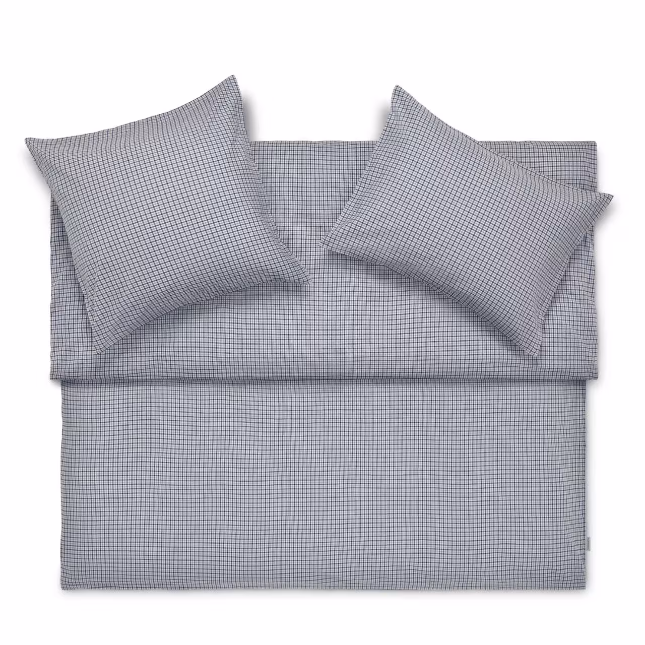 Bettwäsche, Mini-Check, Kissen, Bettbezug, Grau, 