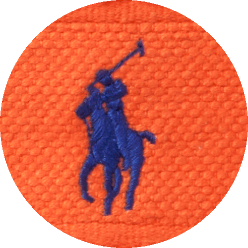 Farbmuster Frottier Stickerei Polo Player orange