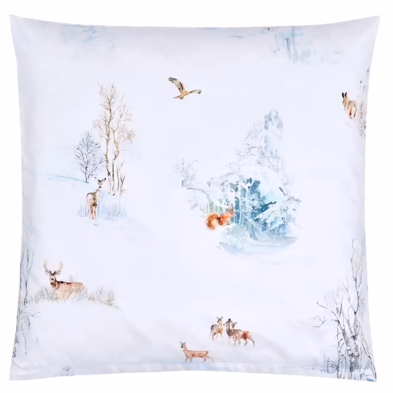 Kissenbezug Finja weiß mit Winterlandschaft Draufsicht
