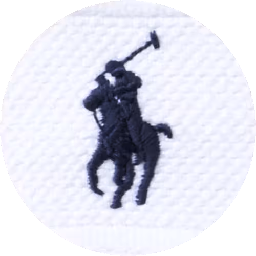 Farbmuster Frottier Stickerei Polo Player weiß