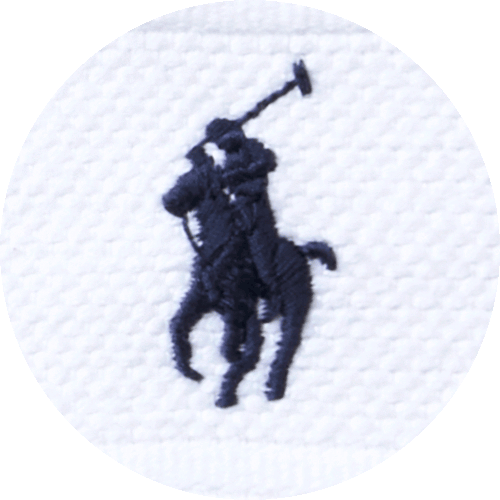 Farbmuster Frottier Stickerei Polo Player weiß