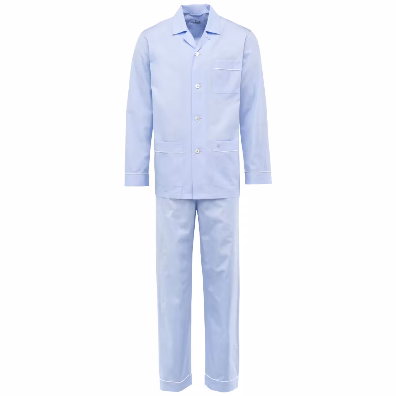 Pyjama Carlo P hellblau weiß gestreift auf weiß