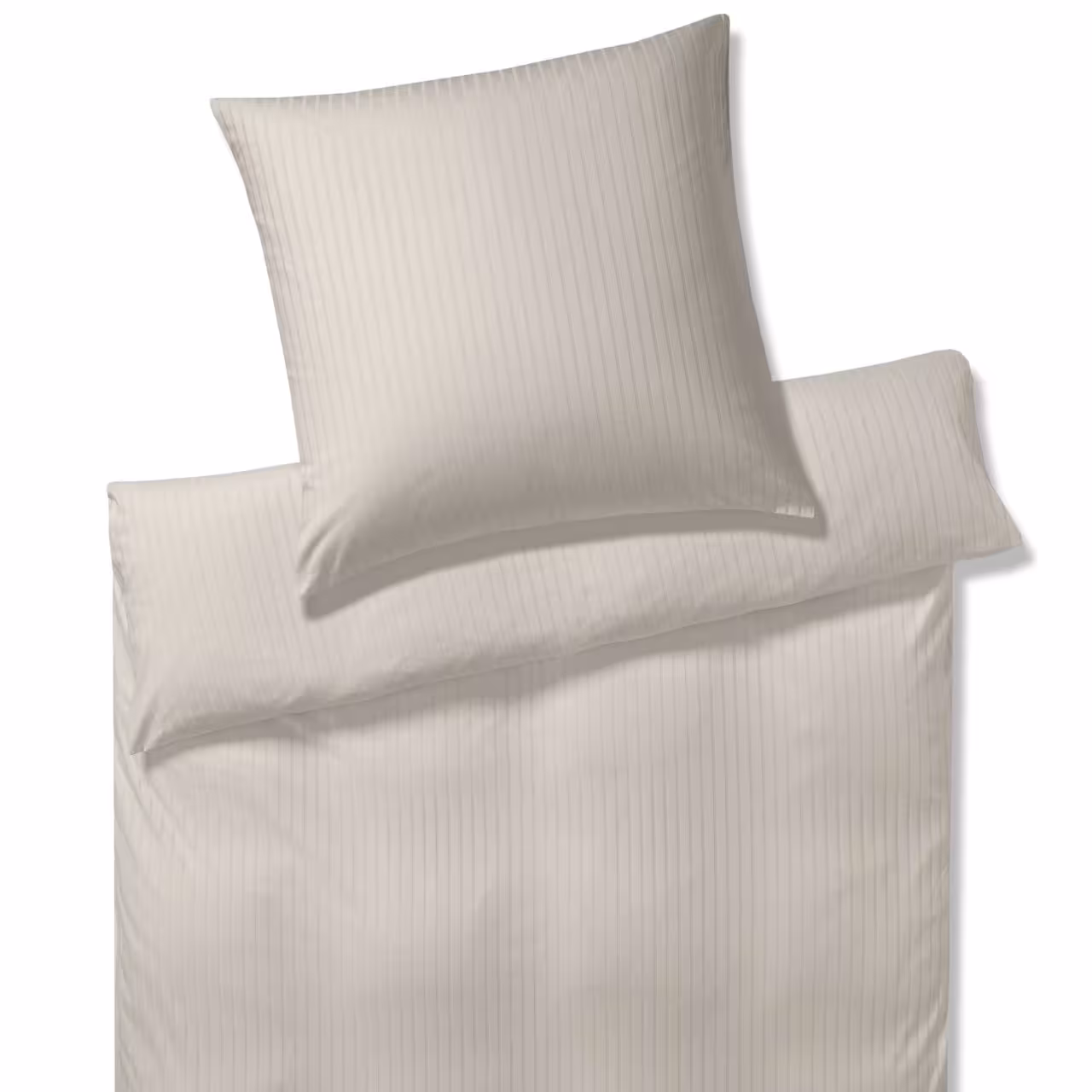 Bettwäsche Garnitur Solid Jersey sand mit Streifen Draufsicht