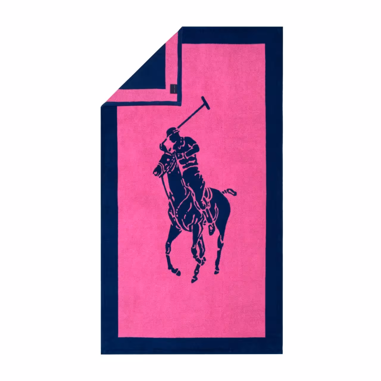 Strandlaken Polo Player navy, pink Draufsicht