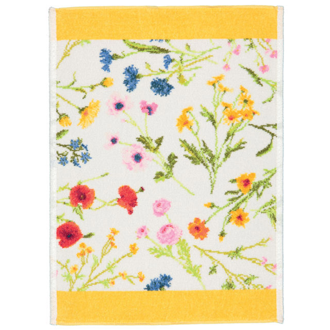 Chenilletuch Flower Meadow gelb mit Blumenmuster