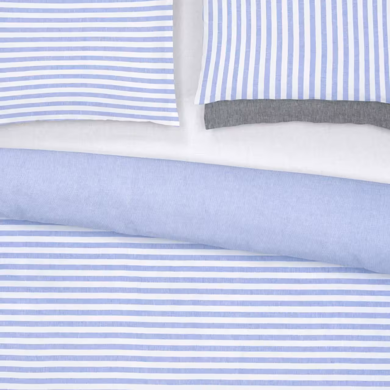 Bettwäschegarnitur Summertime blau weiß gestreift 