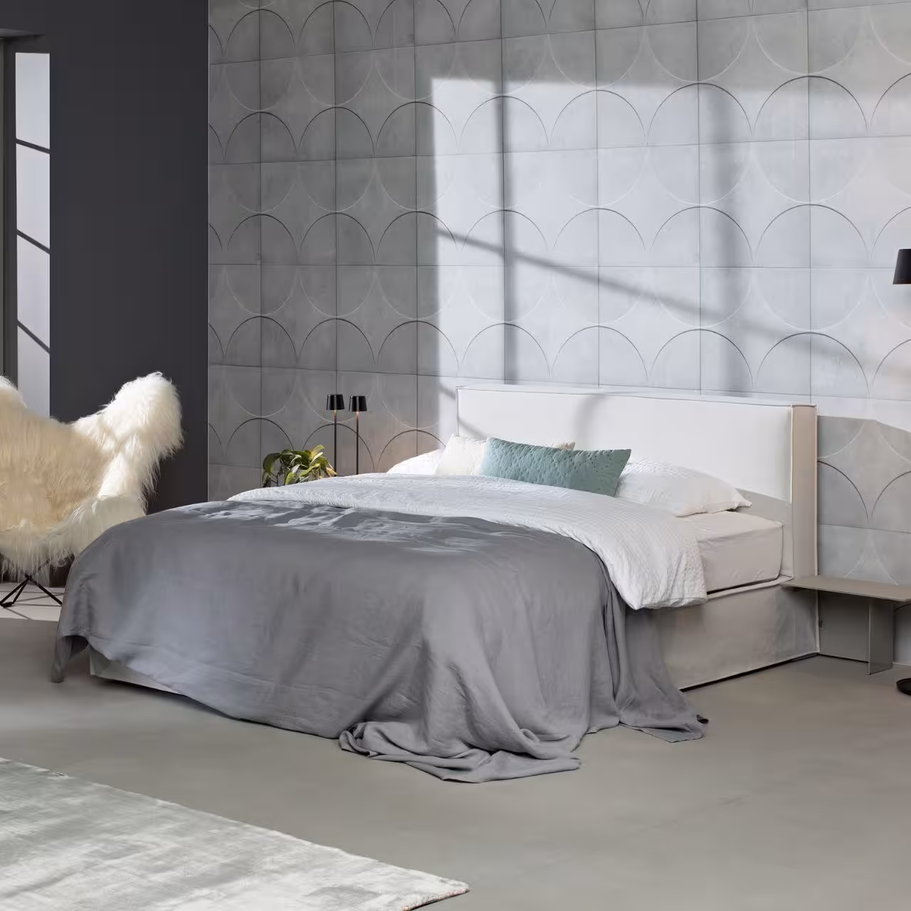Polsterbett Ell hellbeige in Schlafzimmer