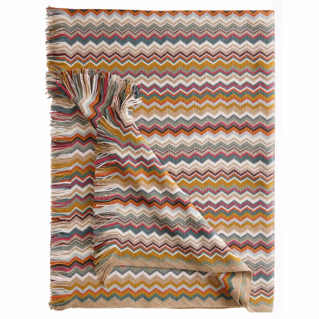 Teppich, Flächeteppich, Zickzack, Multicolor, Fransen, 