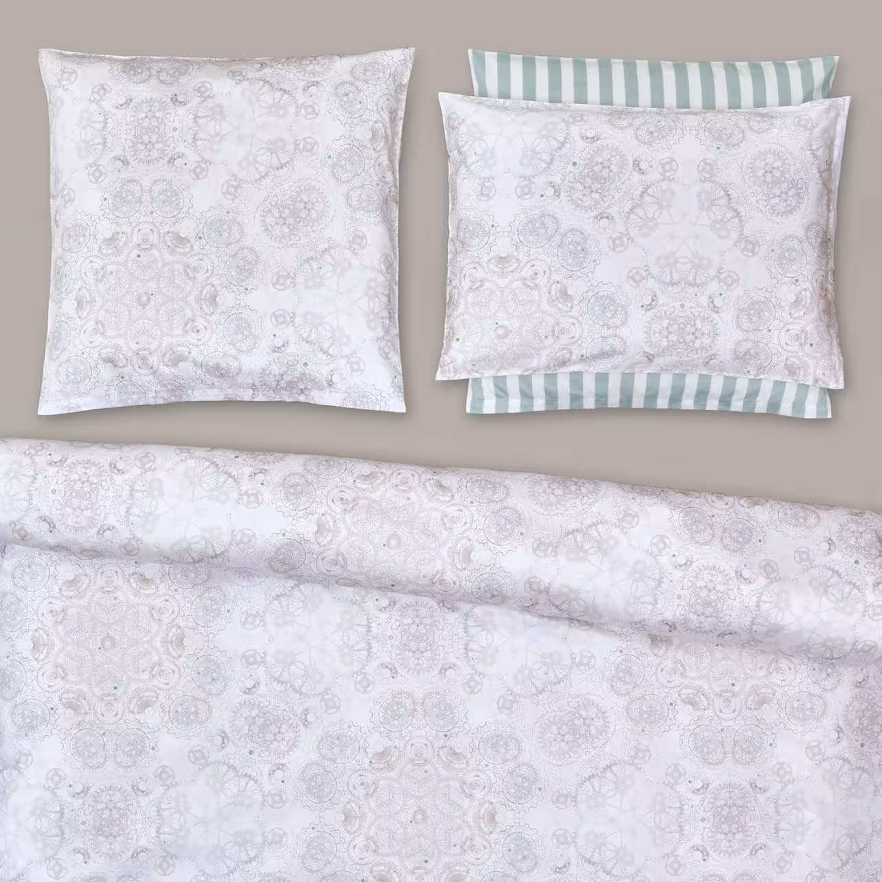Bettwäsche Orario weiß und beige Detailbild