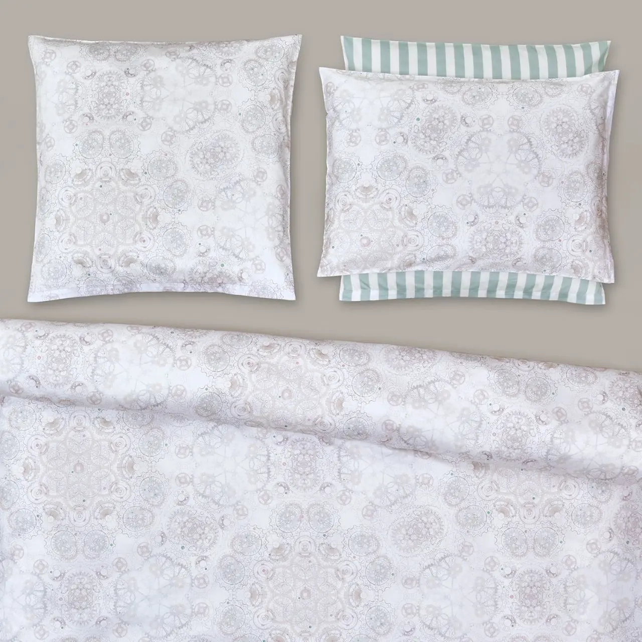 Bettwäsche Orario weiß und beige Detailbild