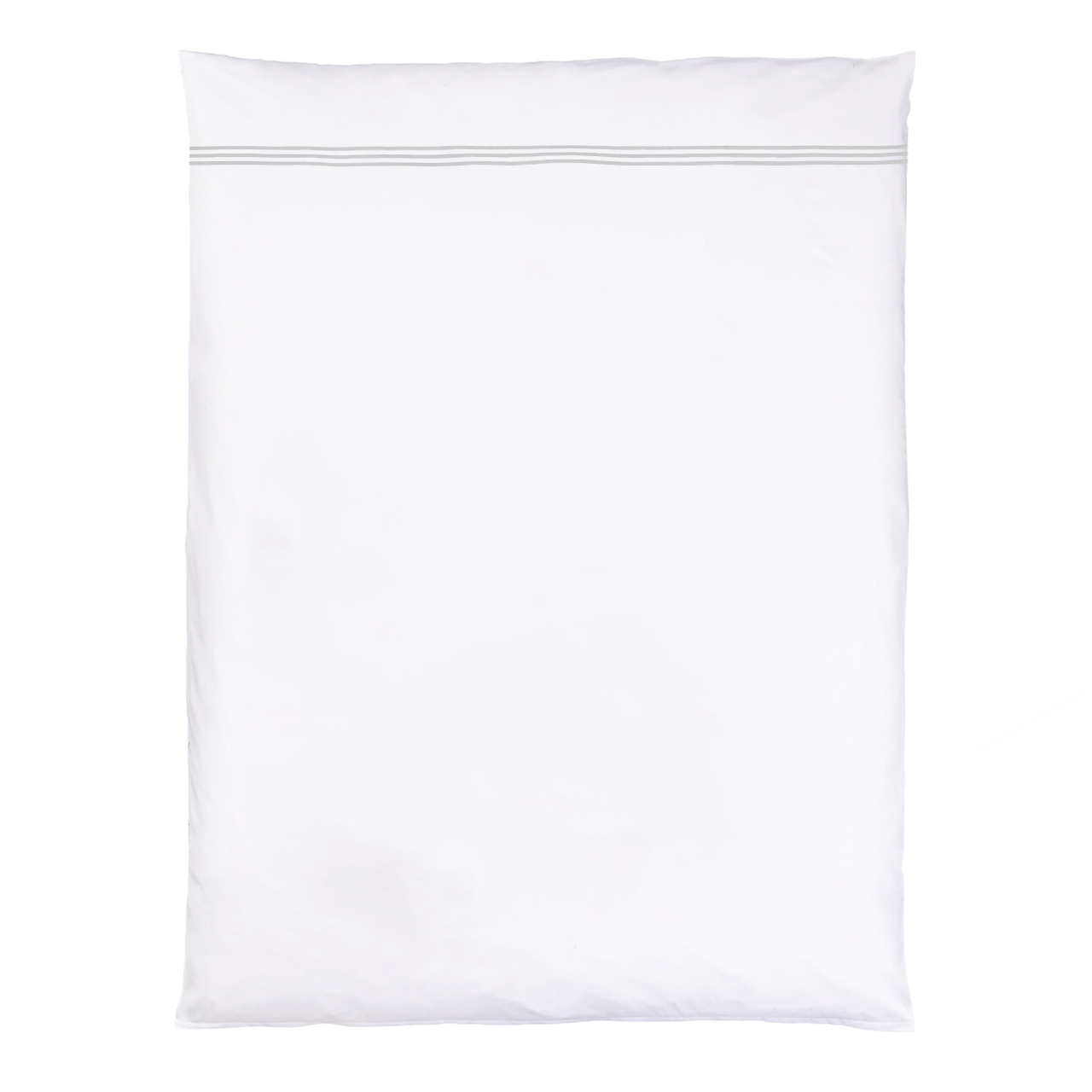 Bettdeckenbezug Kordel 3 weiß mit silberner Kordel Draufsicht          