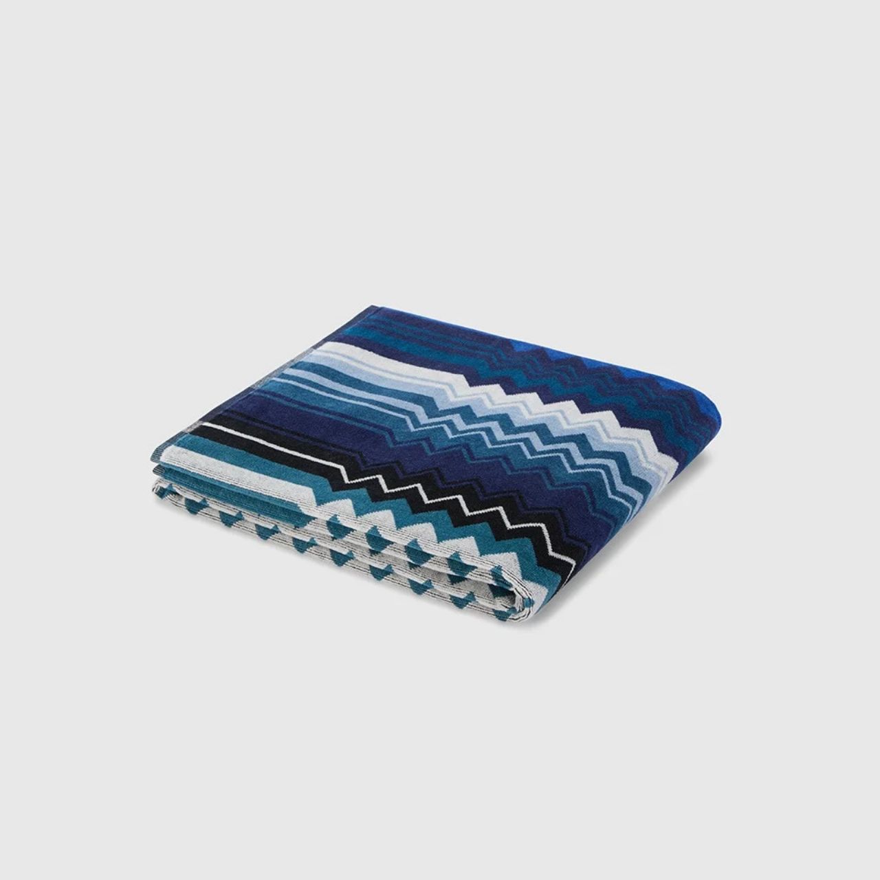 Decke, Wolldecke, Geometrisches Muster, Blau, Zickzack, 