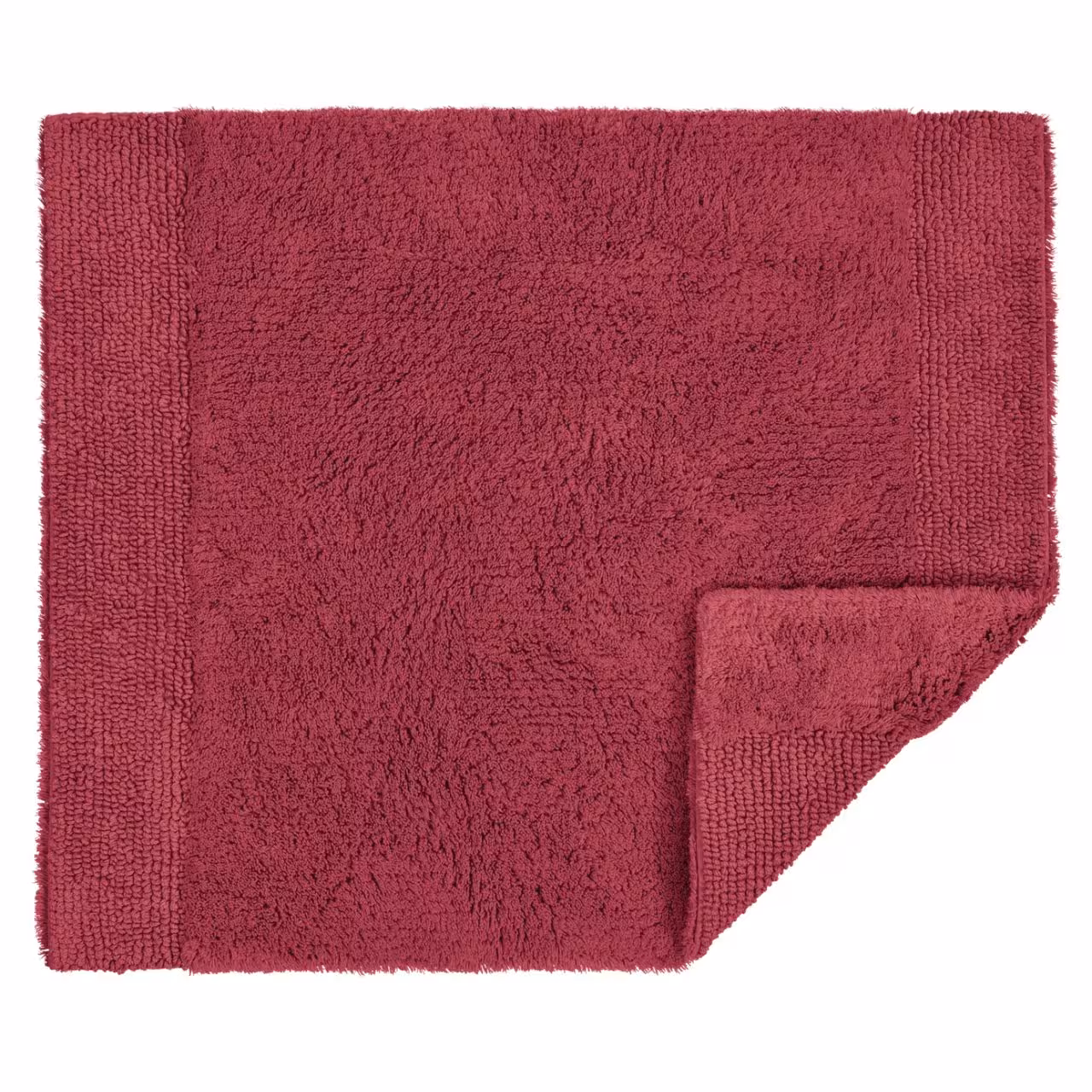 Badvorleger, Bordeauxrot, Frottee, Baumwolle, Uni-Farbe, 