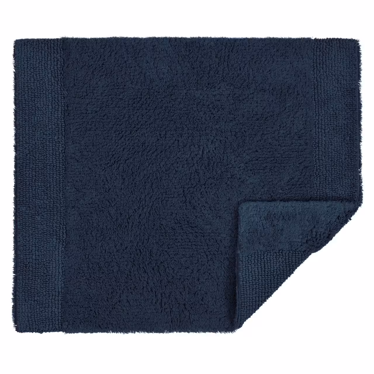 Badezimmerteppich, Dunkelblau, Frottee, Einfarbig, Baumwolloptik, 