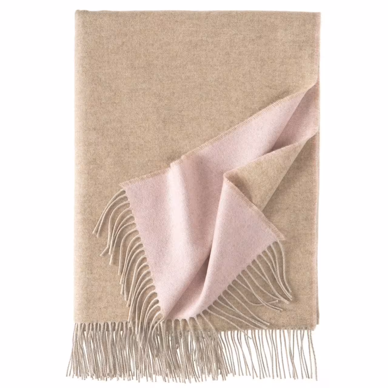 Wolle, Decke, Schal, Fransen, Beige, 