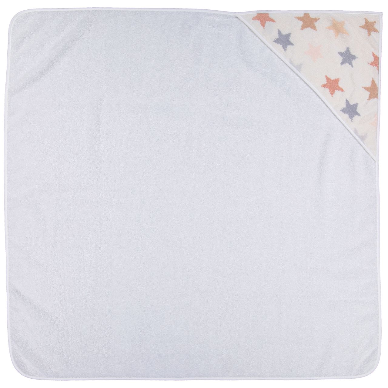 Kapuzentuch Stars+Stripes weiß mit braunen und silbernen Sternen